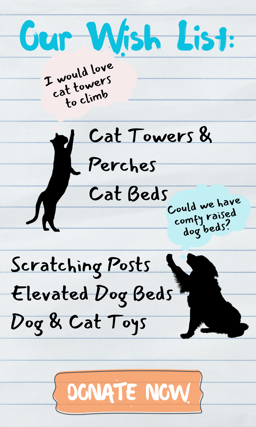 Our Wish List for the new animal shelter